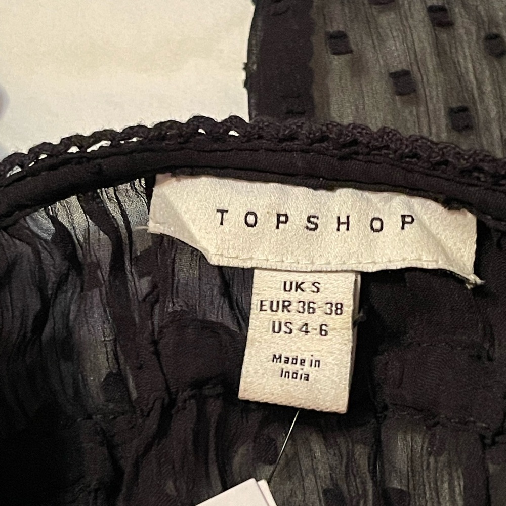 Topshop Black Textured Blouse - Picture 3 of 6